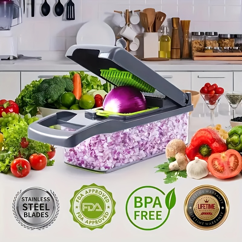 Potato Slicer Upgraded Hand Crank Vegetable Cutter Rotary Cheese Graters Multifunctional Chopper Veget Shredders Fruit Kitchen Tool with 3 Stainless