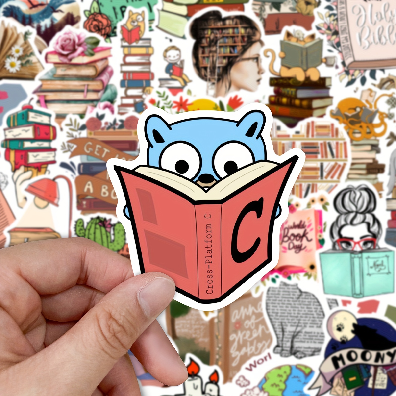 Books Reading Stickers Cartoon Graffiti Decoration Stickers - Temu