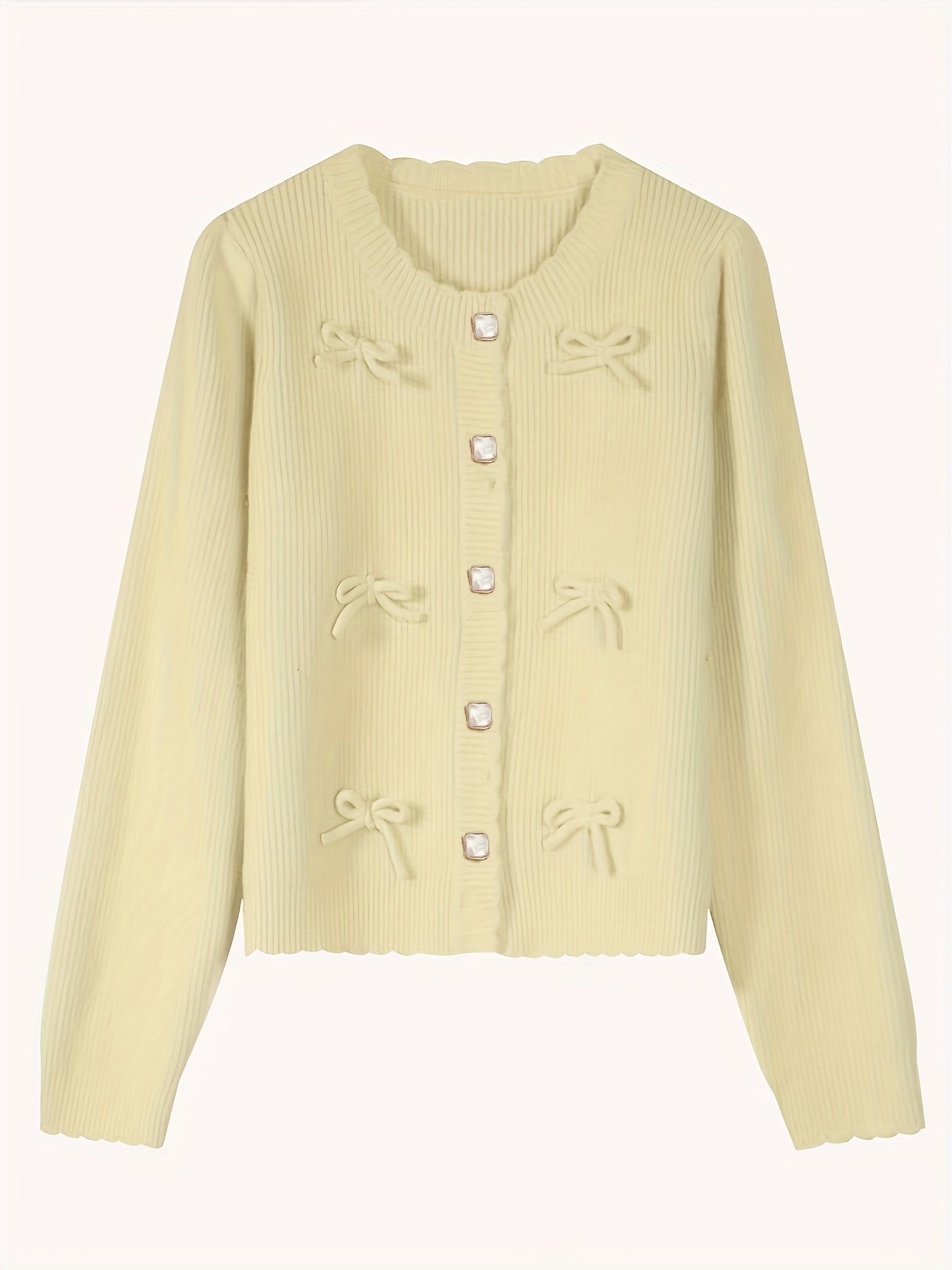 Autumnal of a Sudden Beige Pointelle Button-Up Cardigan