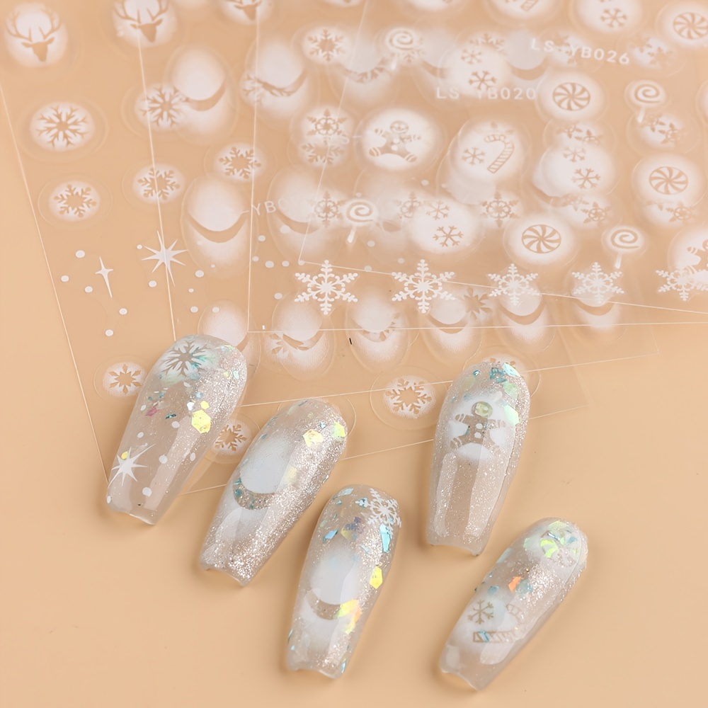 Christmas Nail Airbrush Stencils Snowflake Nail Airbrush Stickers Xmas  Winter Snowflakes Reindeer Snowman French Tip Stickers