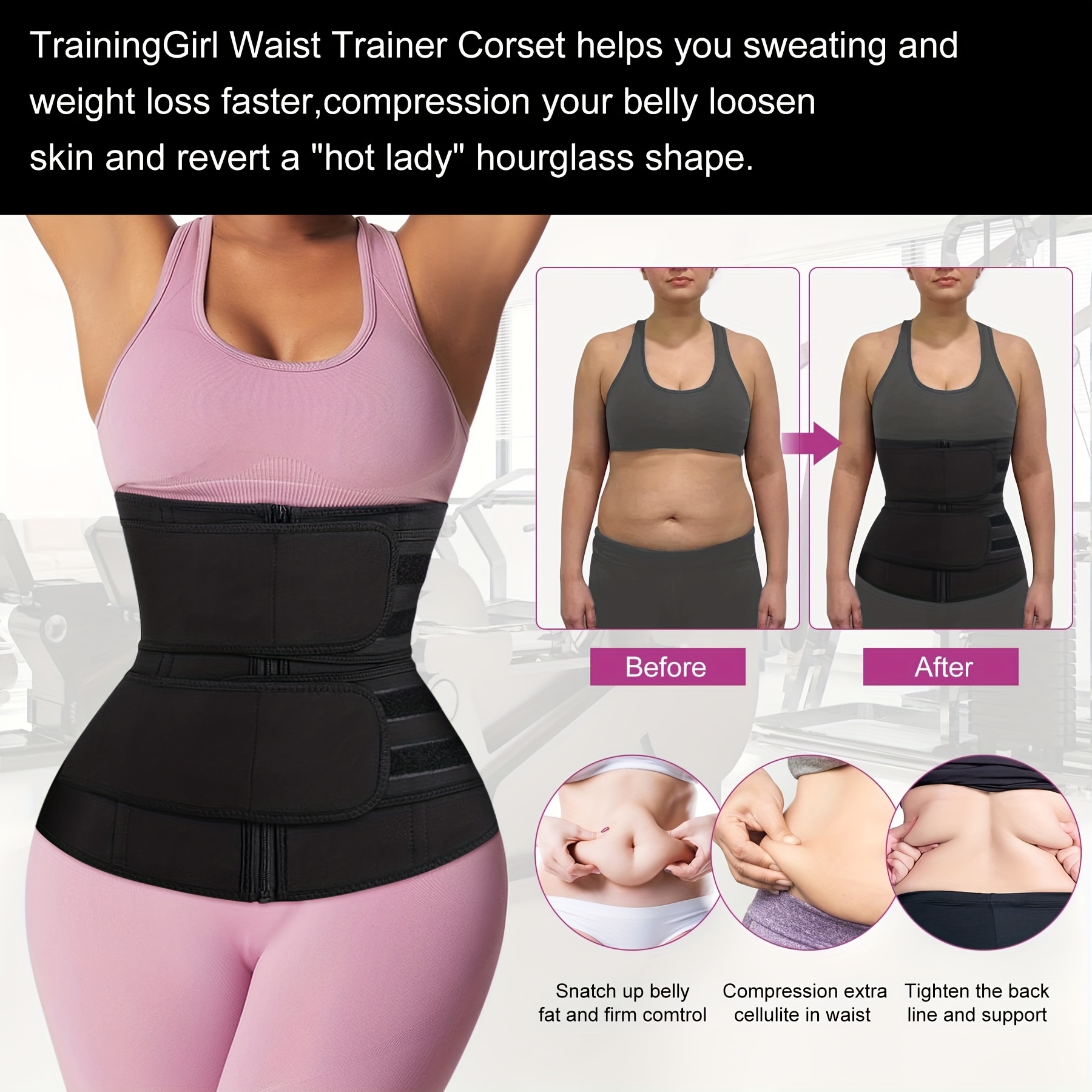 TrainingGirl Women Waist Trainer Trimmer Corset Weight Loss Tummy