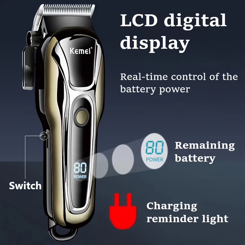 Kemei Professional Cordless Hair Trimmer Clipper Shaver Beard Cutting  Machine 