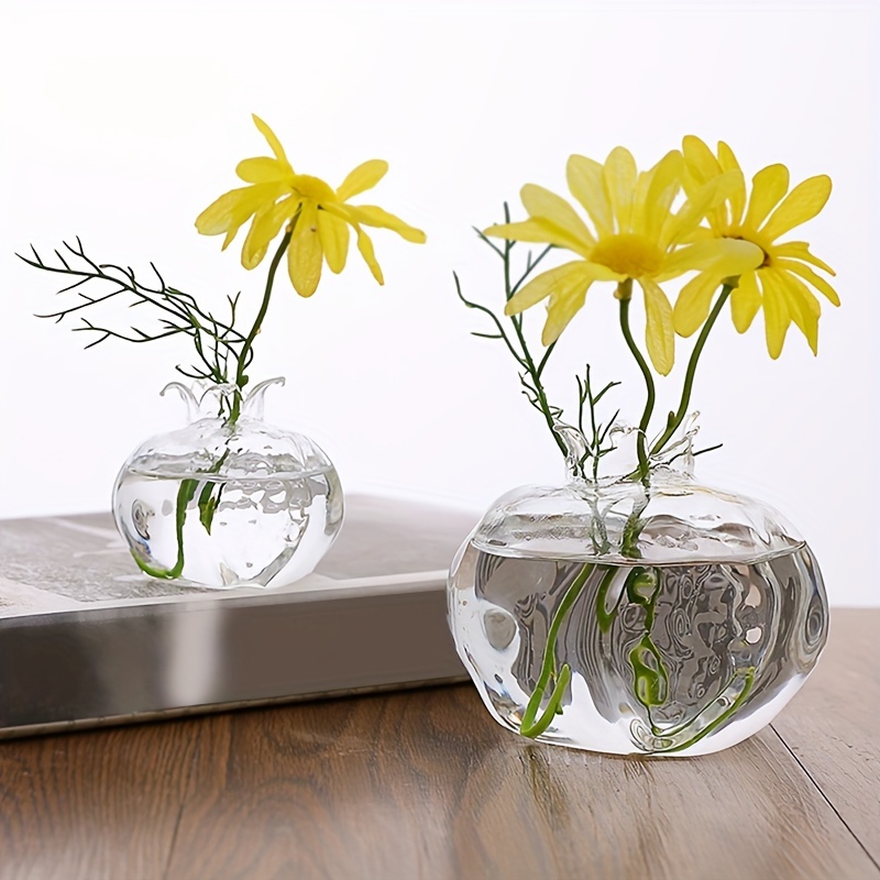 Jarrón de cristal transparente francés, florero grande con luz en relieve  Retro, arreglo de flores frescas, hidroponía - AliExpress