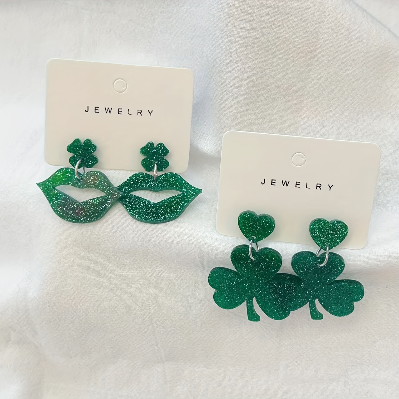 St. Patrick's Day Clover Green Hat Earrings Festival Acrylic Earrings,free returns&free ship,$1.99,Acrylic,Green,Temu