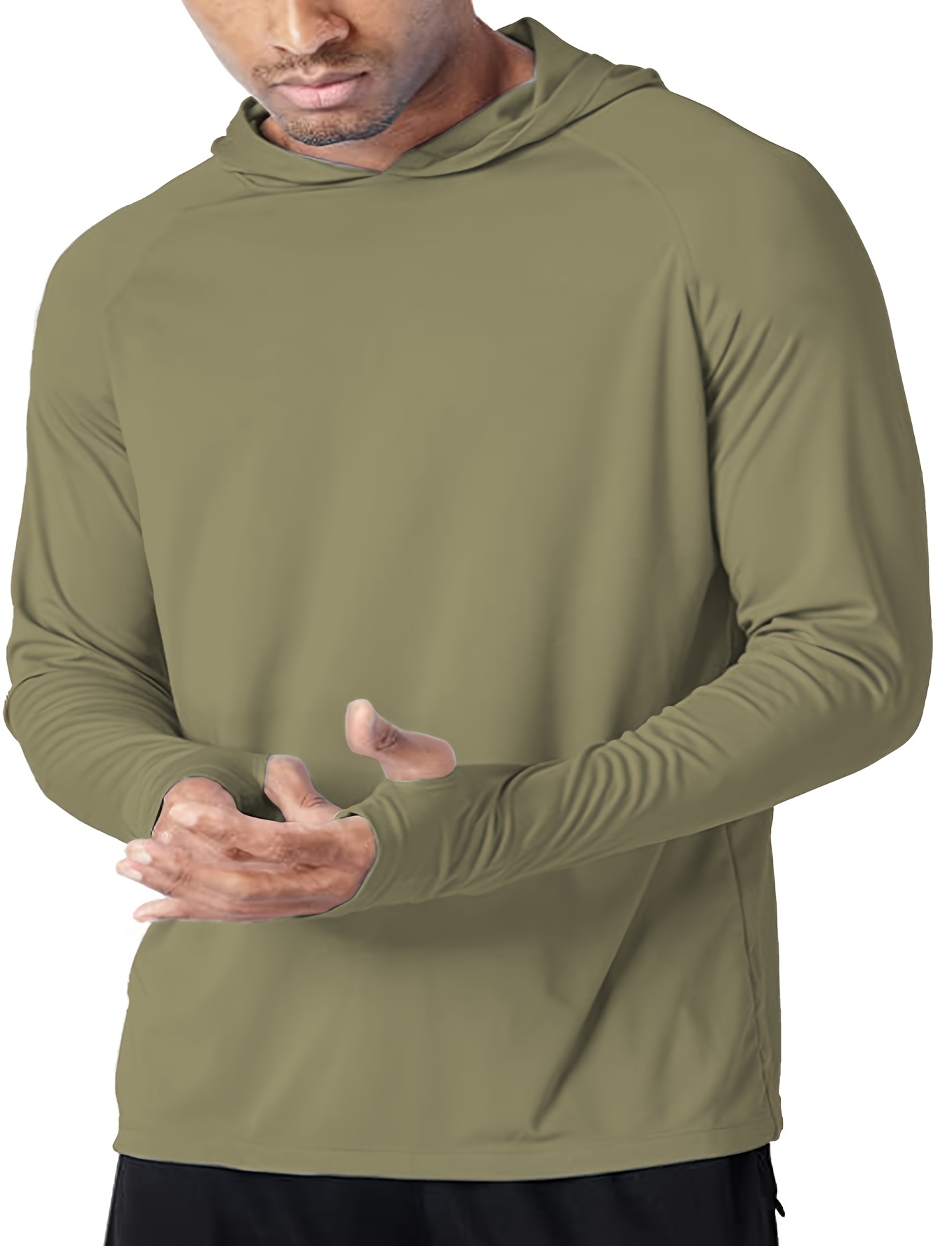Mens Long Sleeve Shirts Fishing Hoodie UPF 50+ UV Protection Sun Shirts  Lightweight Summer Water SPF Rash Guard Tee Swim T-Shirts XXL Green