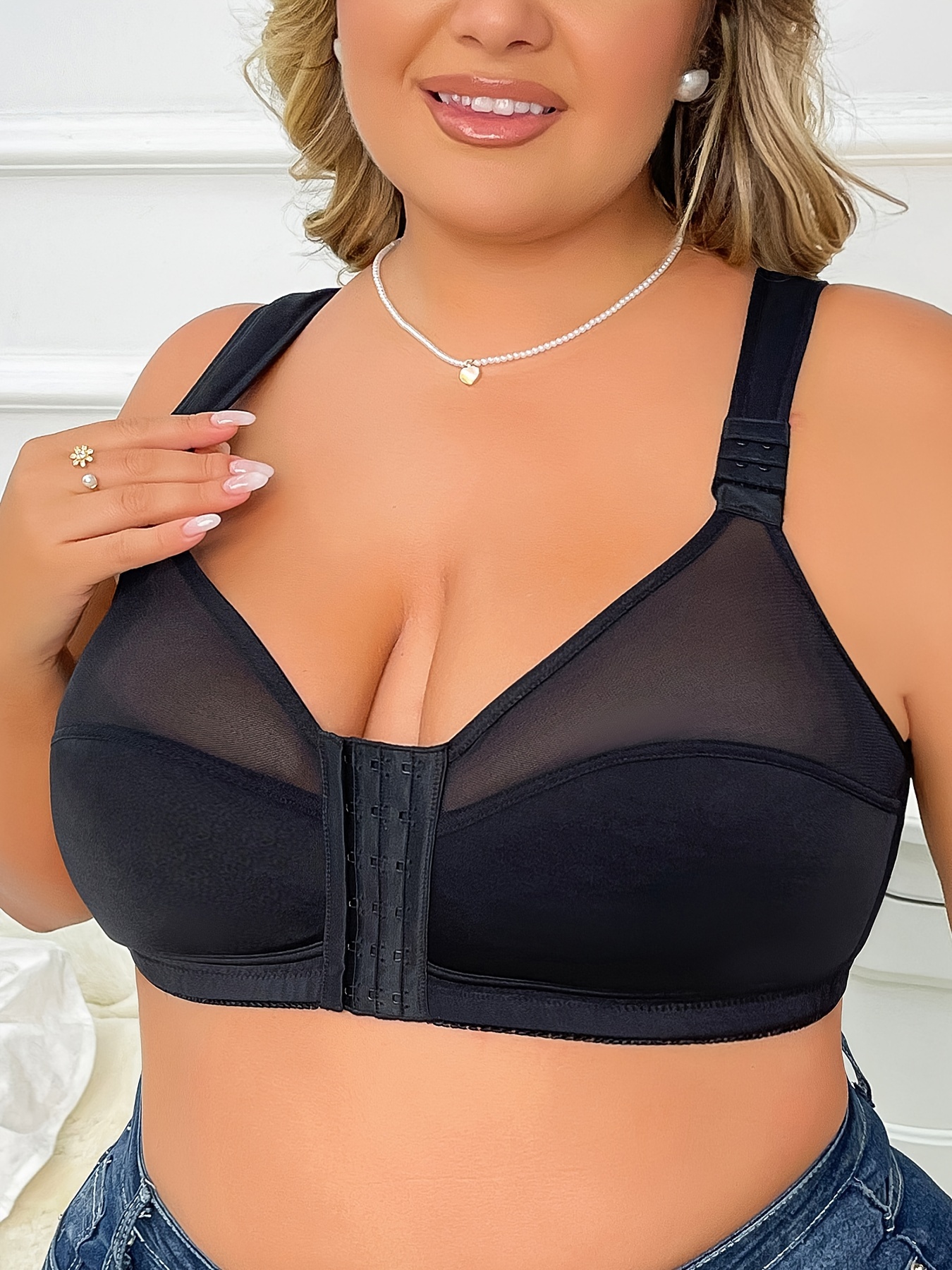 Womens Plus Size Front Closure Bra Wireless Full Cup Push Up Bra Outdoor  Sports