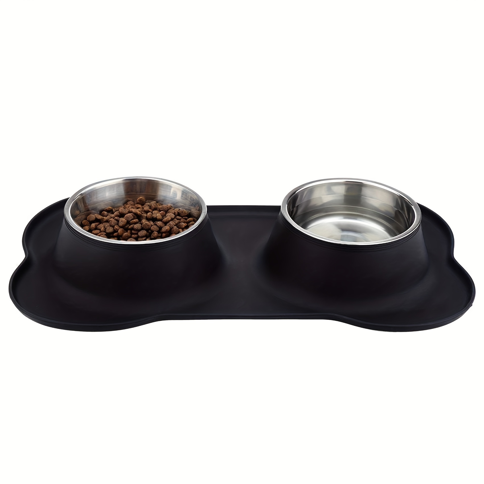 Ceramic Dog Bowl Set with Silicone Mat Non-Skid Non-Spill, Wide