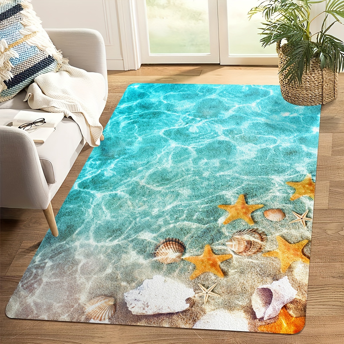 Starfish Print Floor Mat Suitable For Kitchen Living Room - Temu