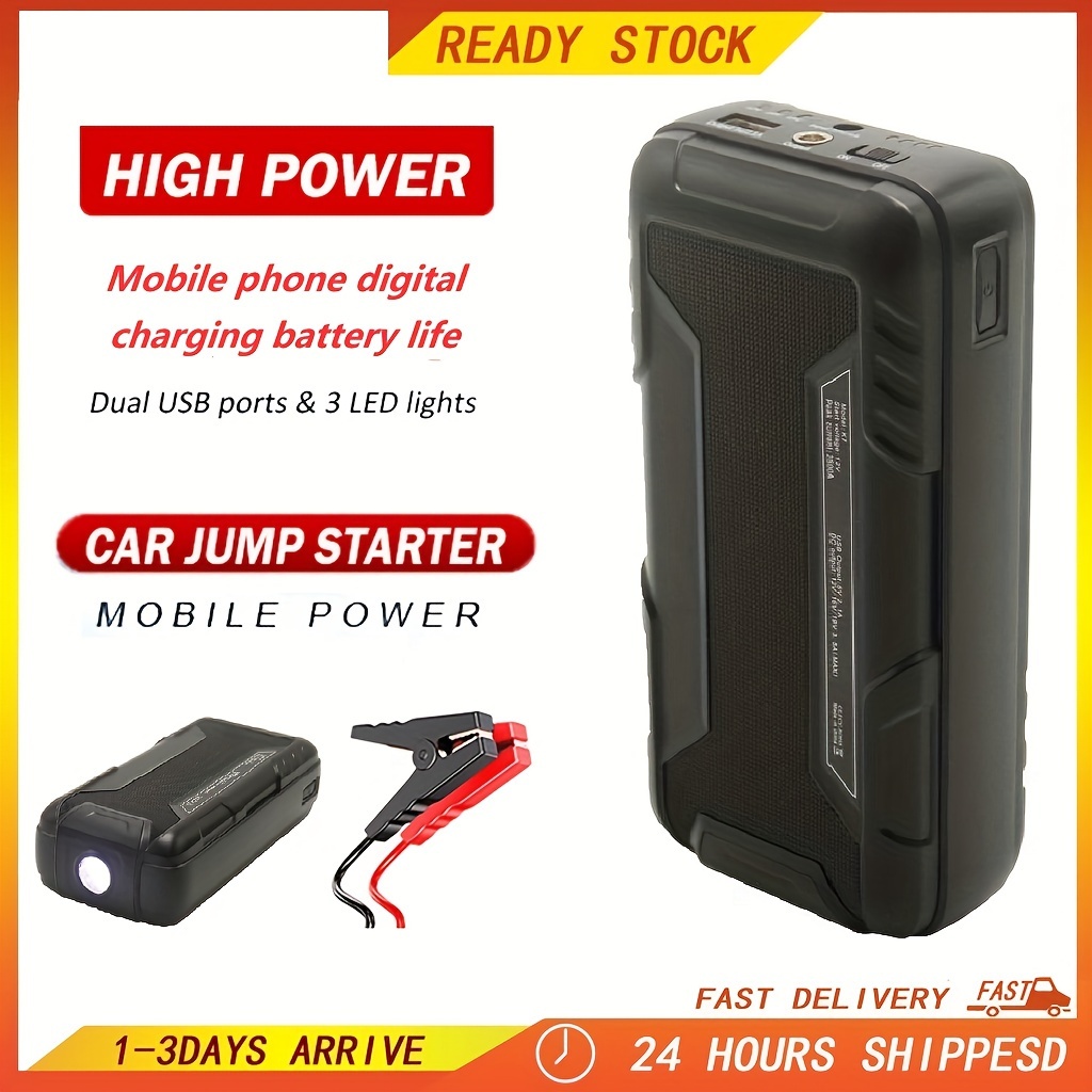 12000mah Car Jump Starter 600a Portable Car Battery Booster - Temu