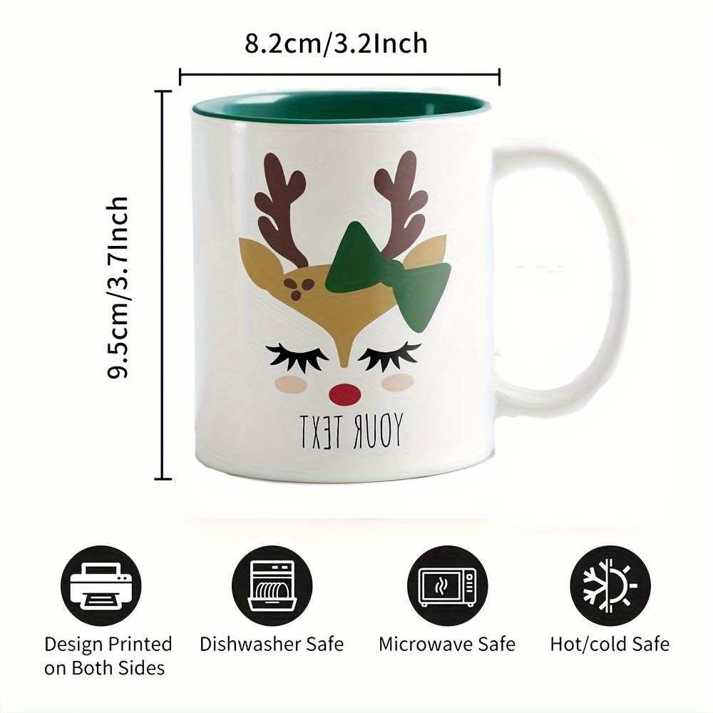 Cute Christmas Mug With Deers, Minimalist Christmas Mug, Christmas