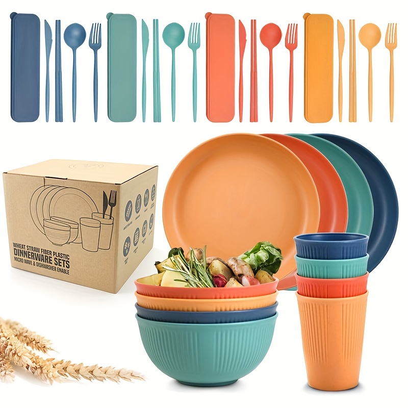 Camping Picnic Set for 6 - Plastic dinning set with utensils