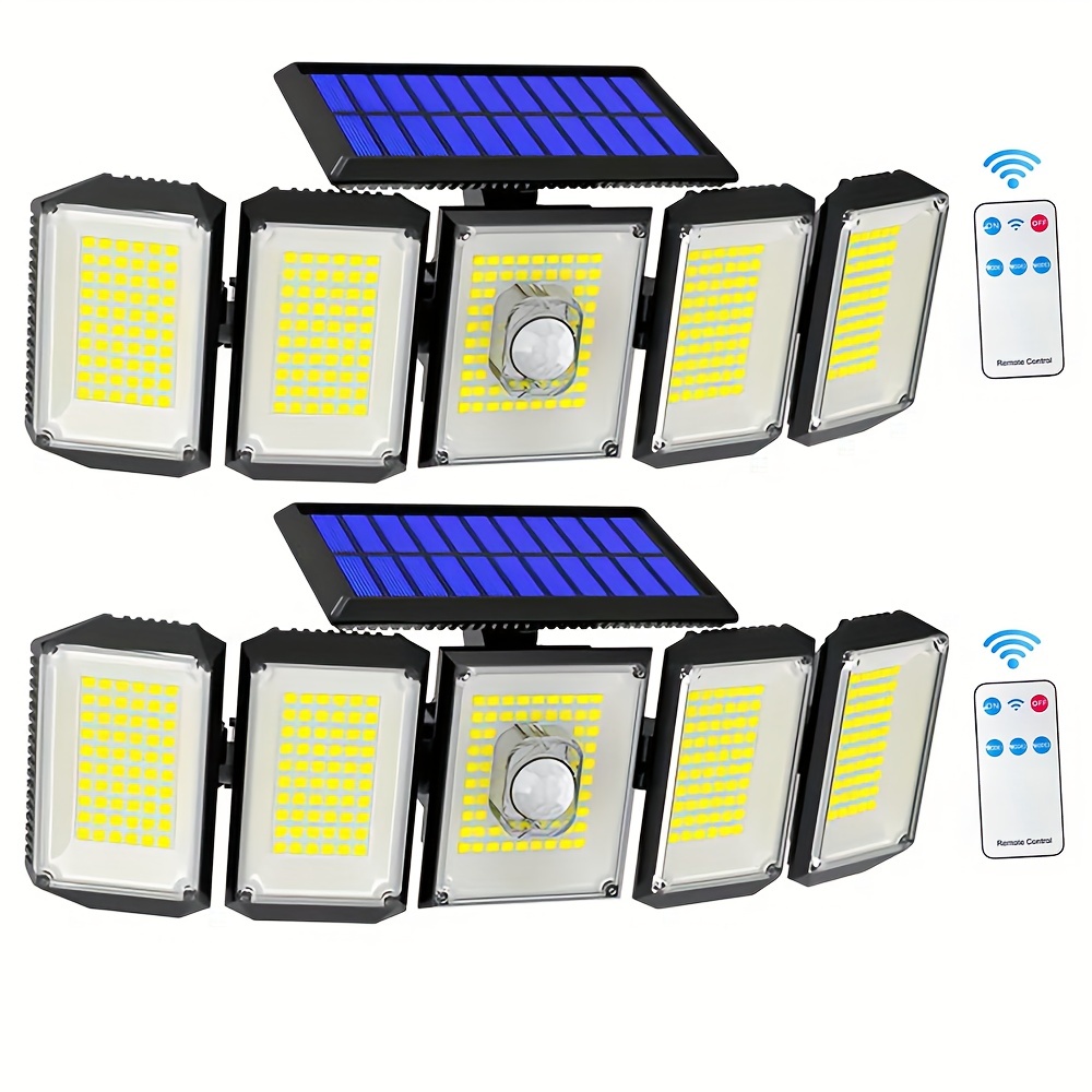 2 Focos Solares De Pared LED Lamparas Alumbrada Para Exterior Calle Con  Sensor