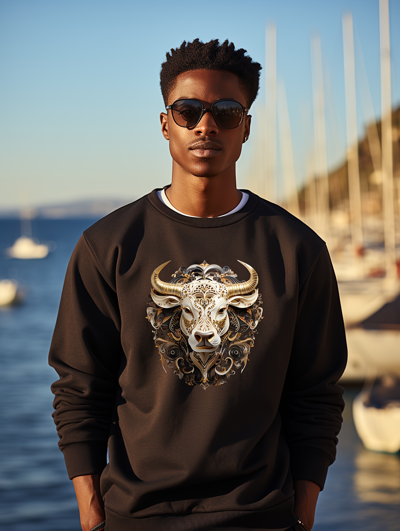 Buffalo Print Sweatshirt Casual Long Sleeve Crew Neck - Temu United Kingdom