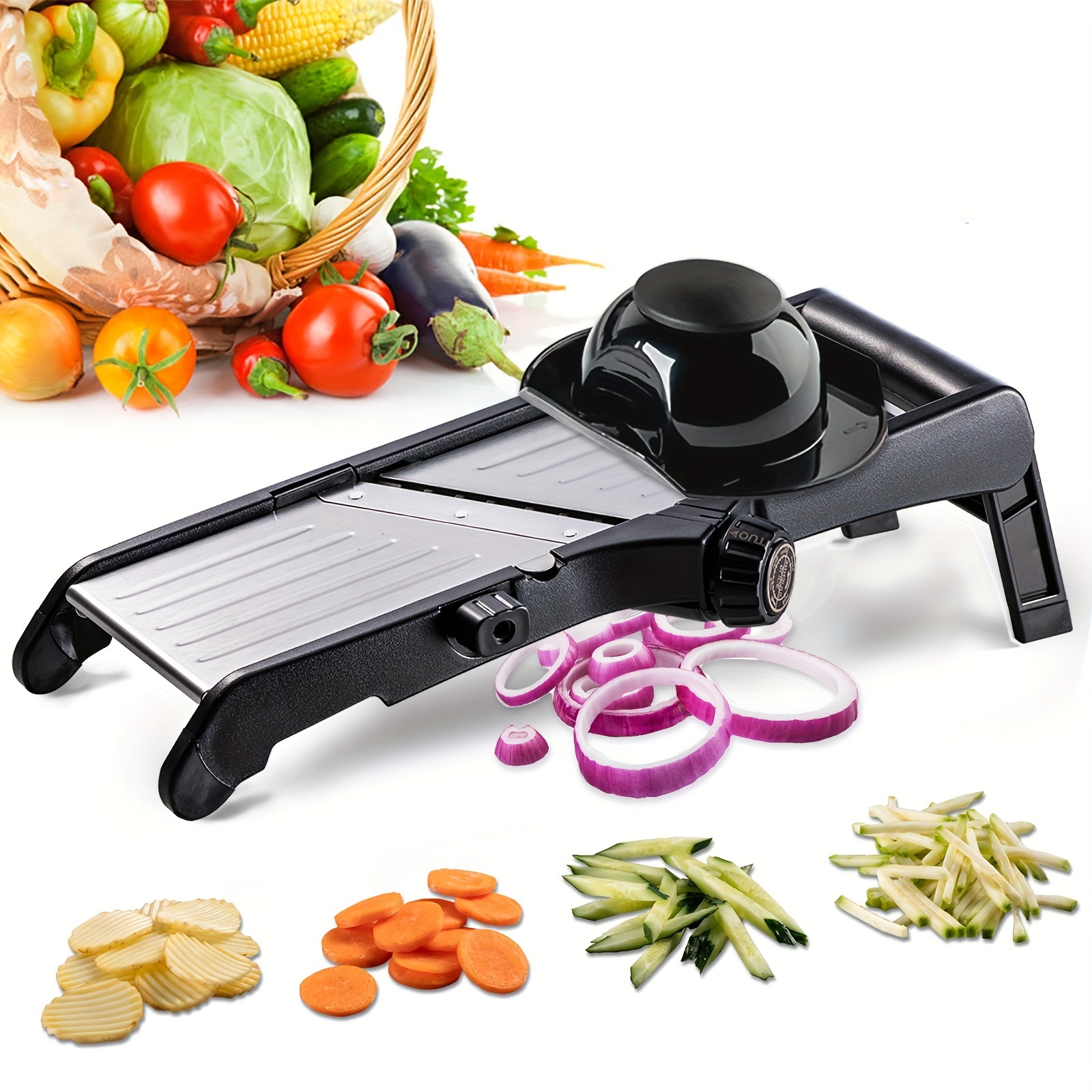 Adjustable Mandoline Slicer for Kitchen,Stainless Steel Vegetable Chopper -  Food Chopper,Vegetable Slicer,Mandolin,Veggie Chopper with Waffle Maker