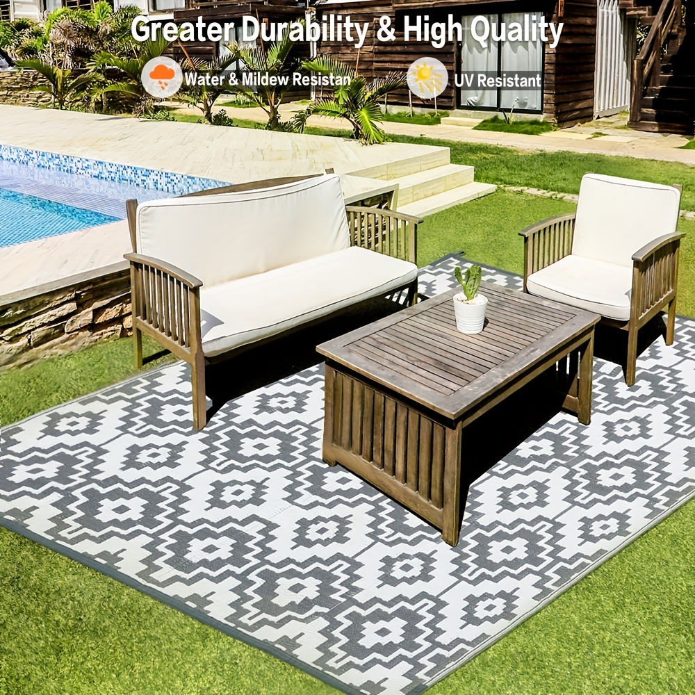 Upgrade Your Outdoor Space With A Waterproof, Uv-resistant Outdoor Rug -  Available In Multiple Sizes! - Temu