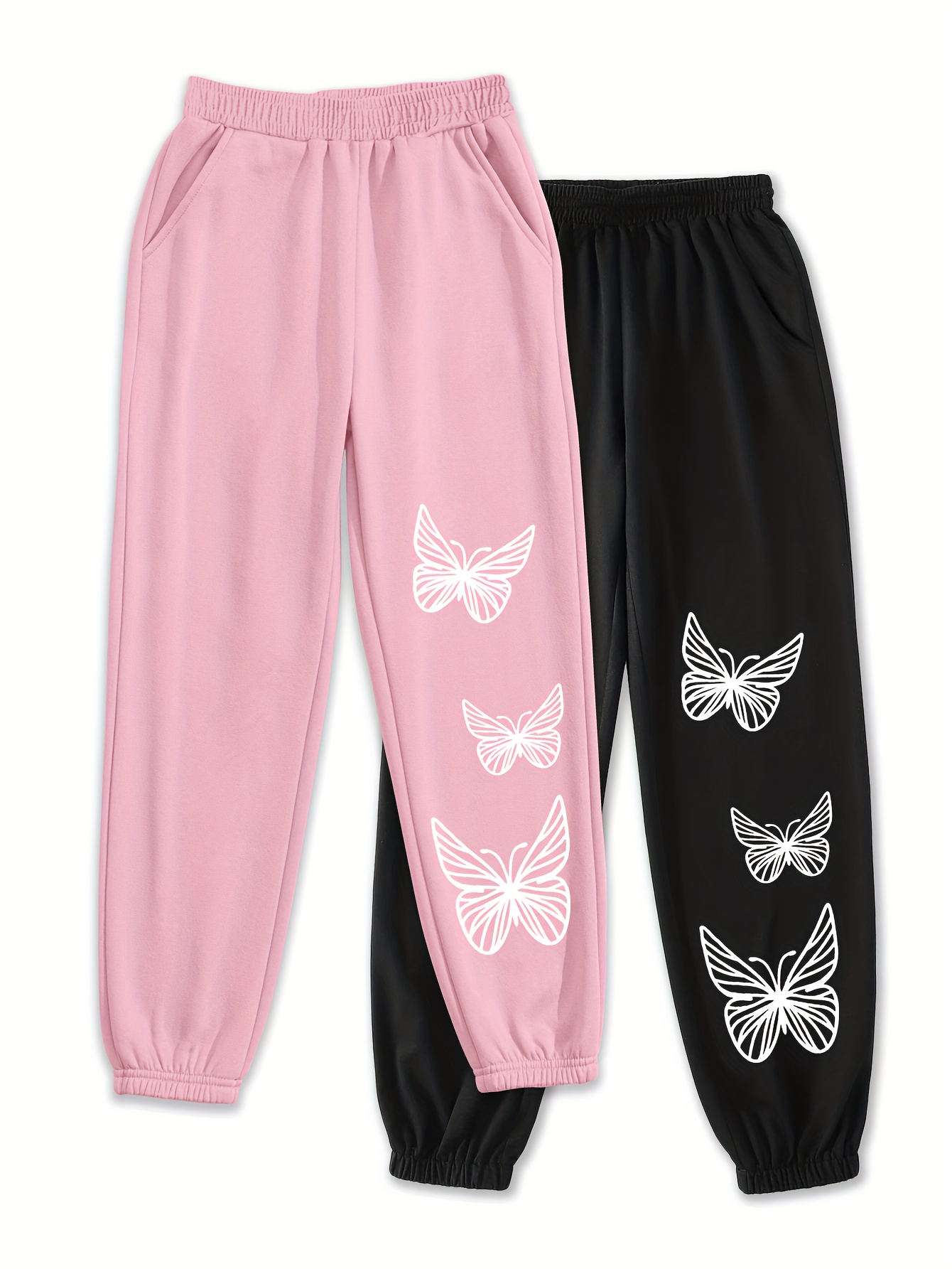 SHEIN Young Girl Reflective Butterfly Print Leggings