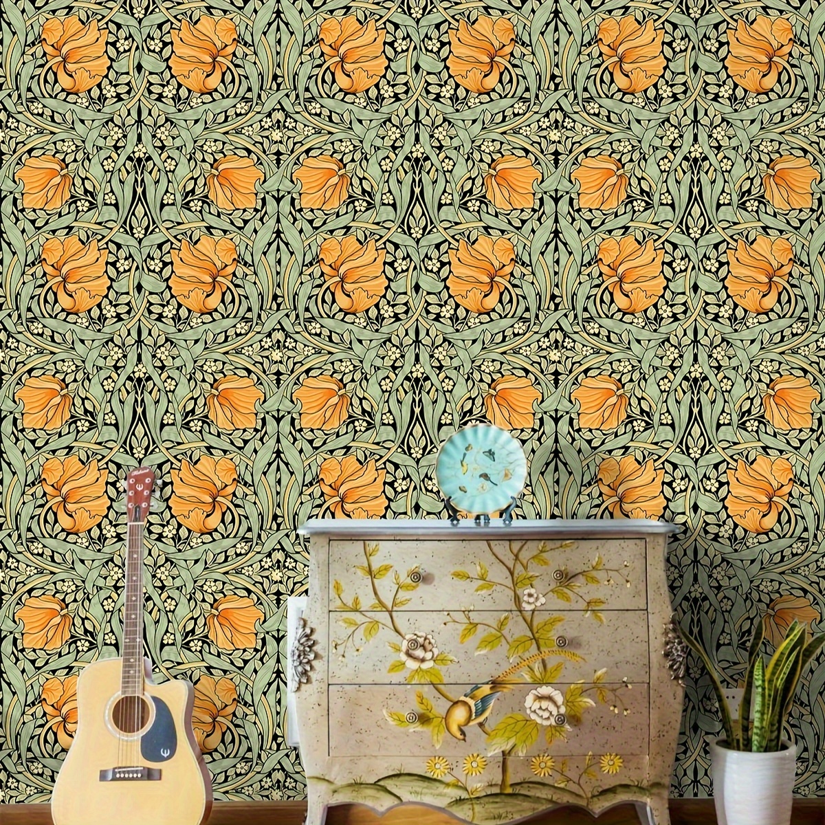 Haokhome Vintage Floral Wallpaper Self adhesive Wallpaper - Temu