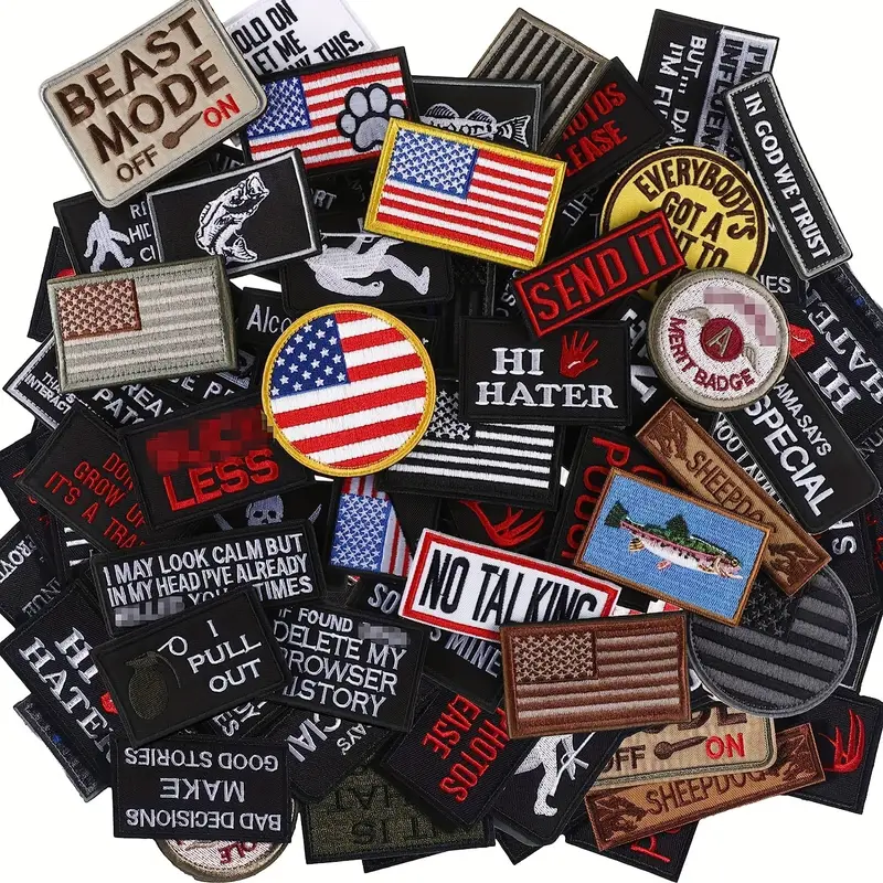 AXEN 20 Pieces Random Style Tactical Morale Embroidery Patch Military Funny  Patch Full Embroidered Appliques for Tactical Gear 20PCS random Pack of 20