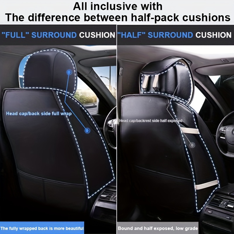 Full Surrounded PU Leather 5-Seats Car Front Cushions Set + Rear