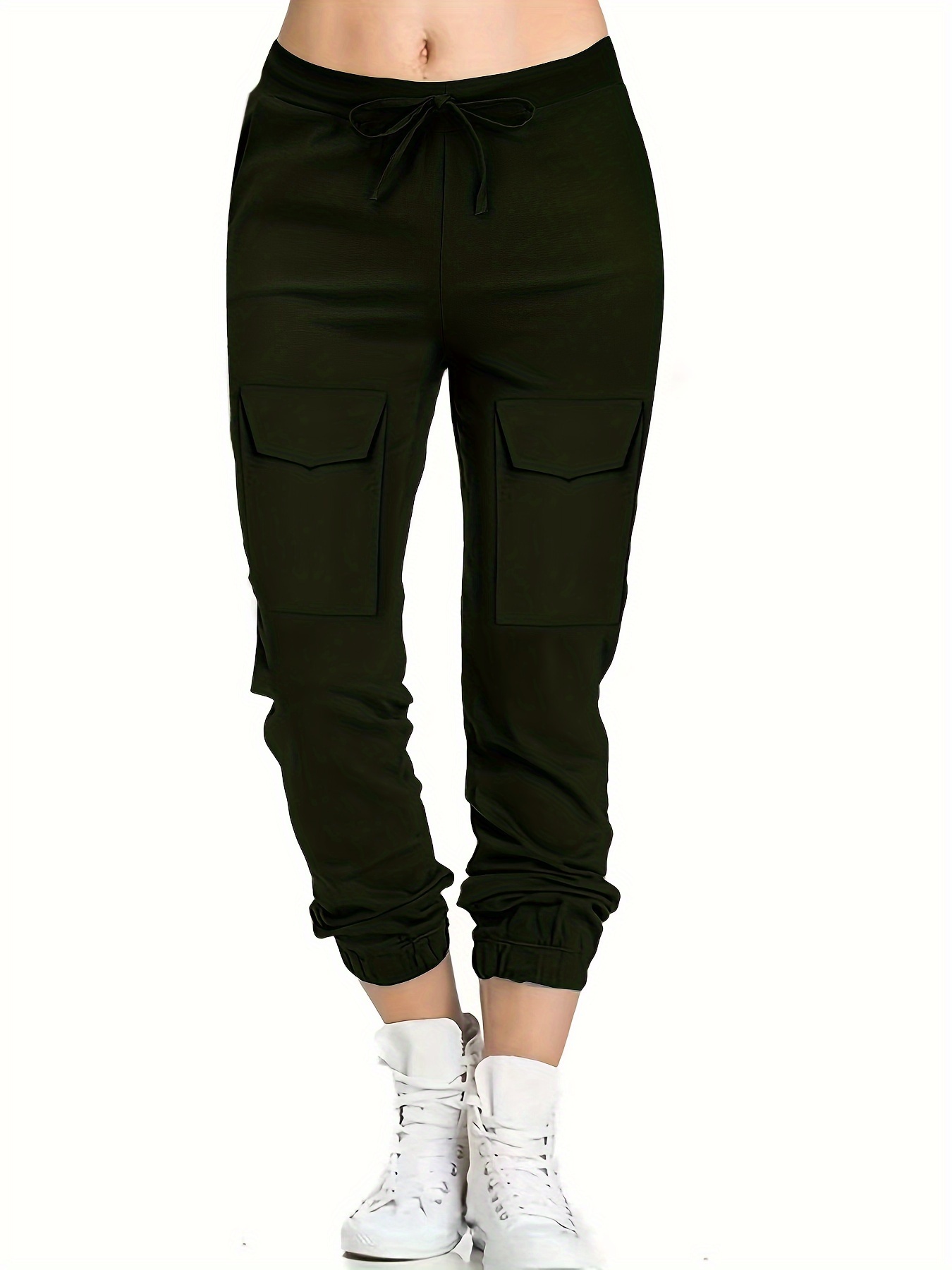 Flap Pockets Fitted Bottom Joggers Casual Sporty Pants For - Temu
