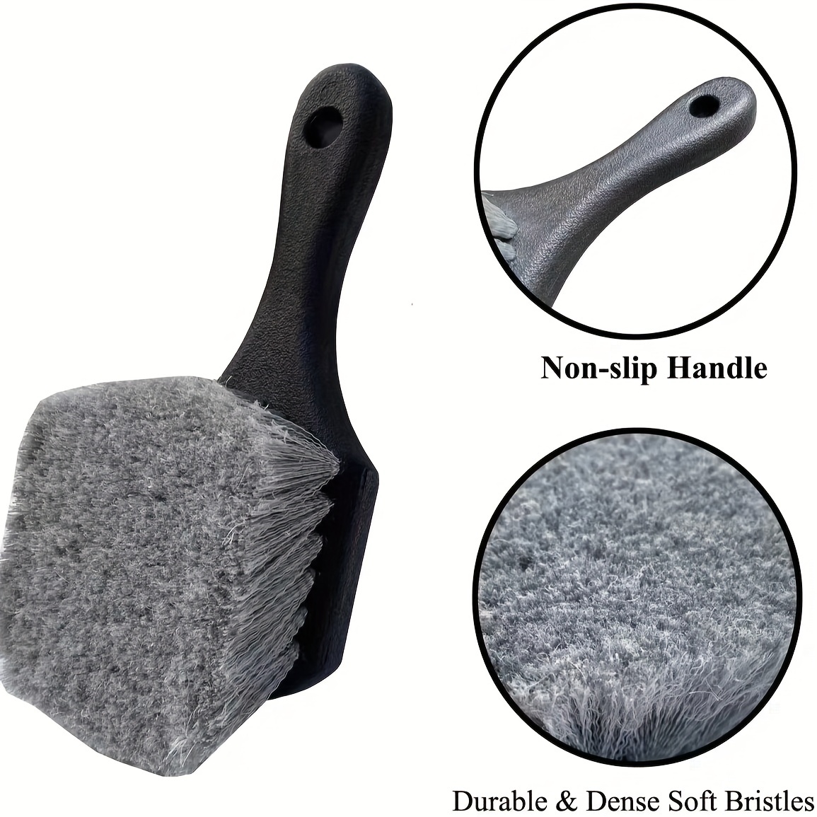 18 Inch Short Handle Soft Bristle Wash Brush - Grey