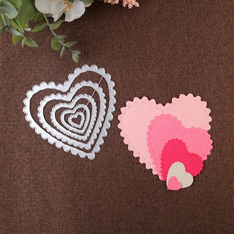 Dies Scrapbooking Cœur - Lot De 5 Matrices Métal Pour Cartes Saint-Valentin, Gaufrage DIY