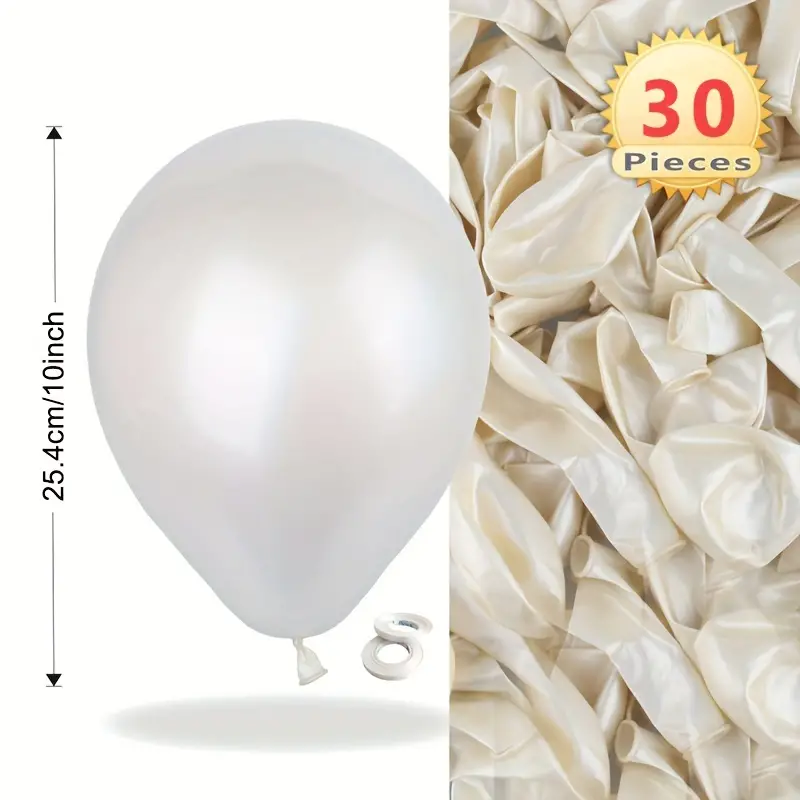 Lot De 30 Ballons Blancs Nacrés De 25 4 Cm En Latex Nacré - Temu