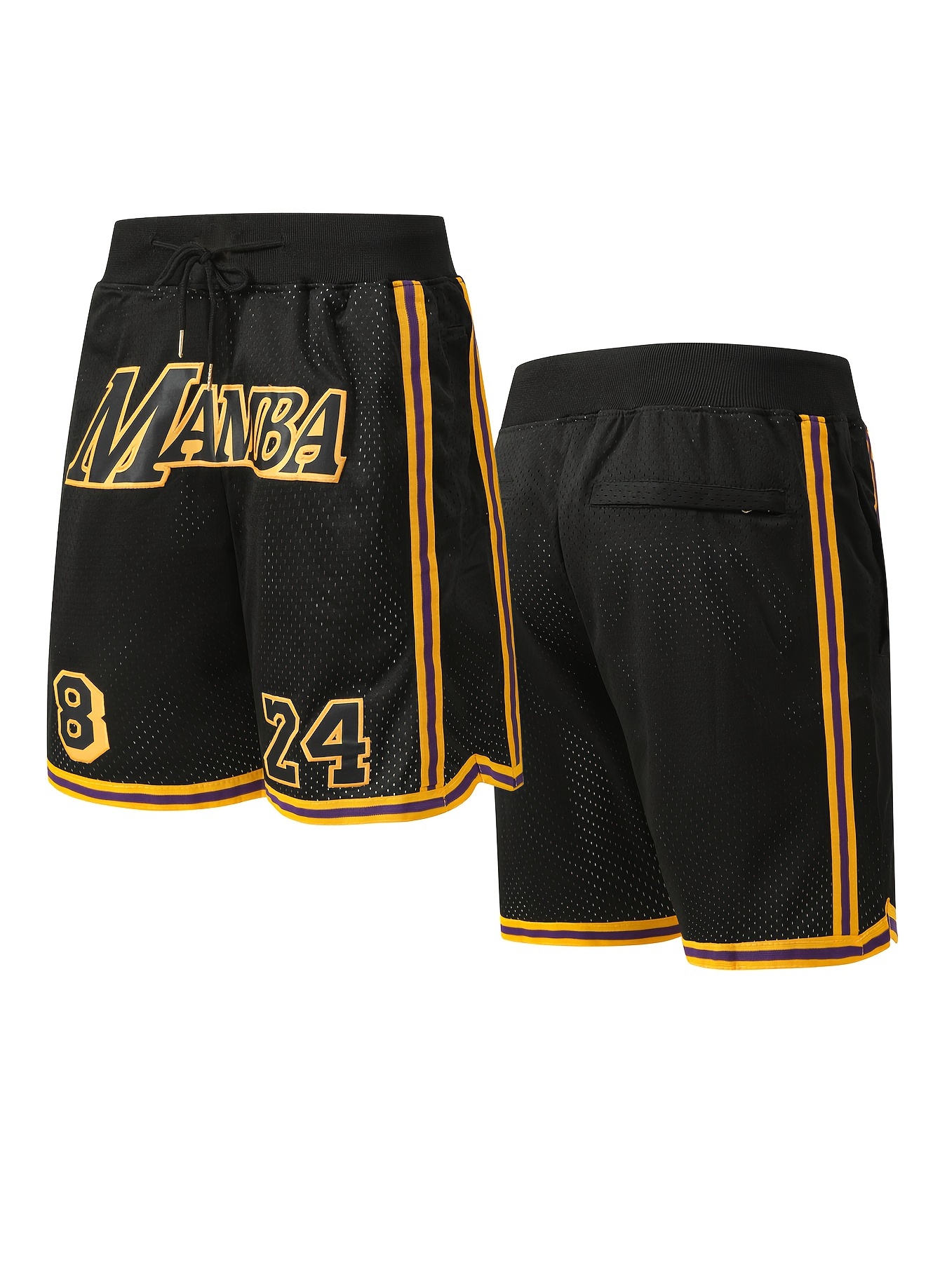 Men Lakers Black Mamba Shorts All Stitched - Top Smart Design