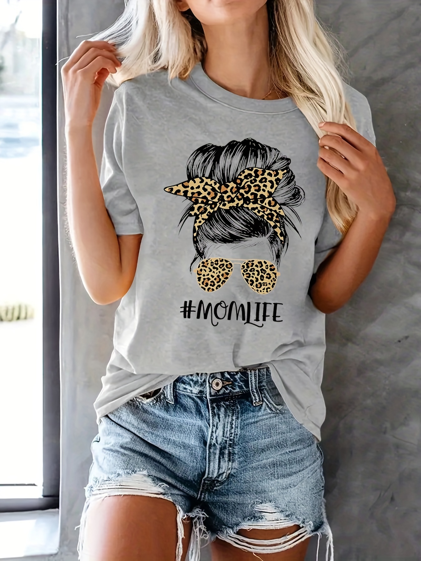 Tiger Print Crew Neck T-Shirt, Casual Short Sleeve Top For Spring & Summer,  Women's Clothing