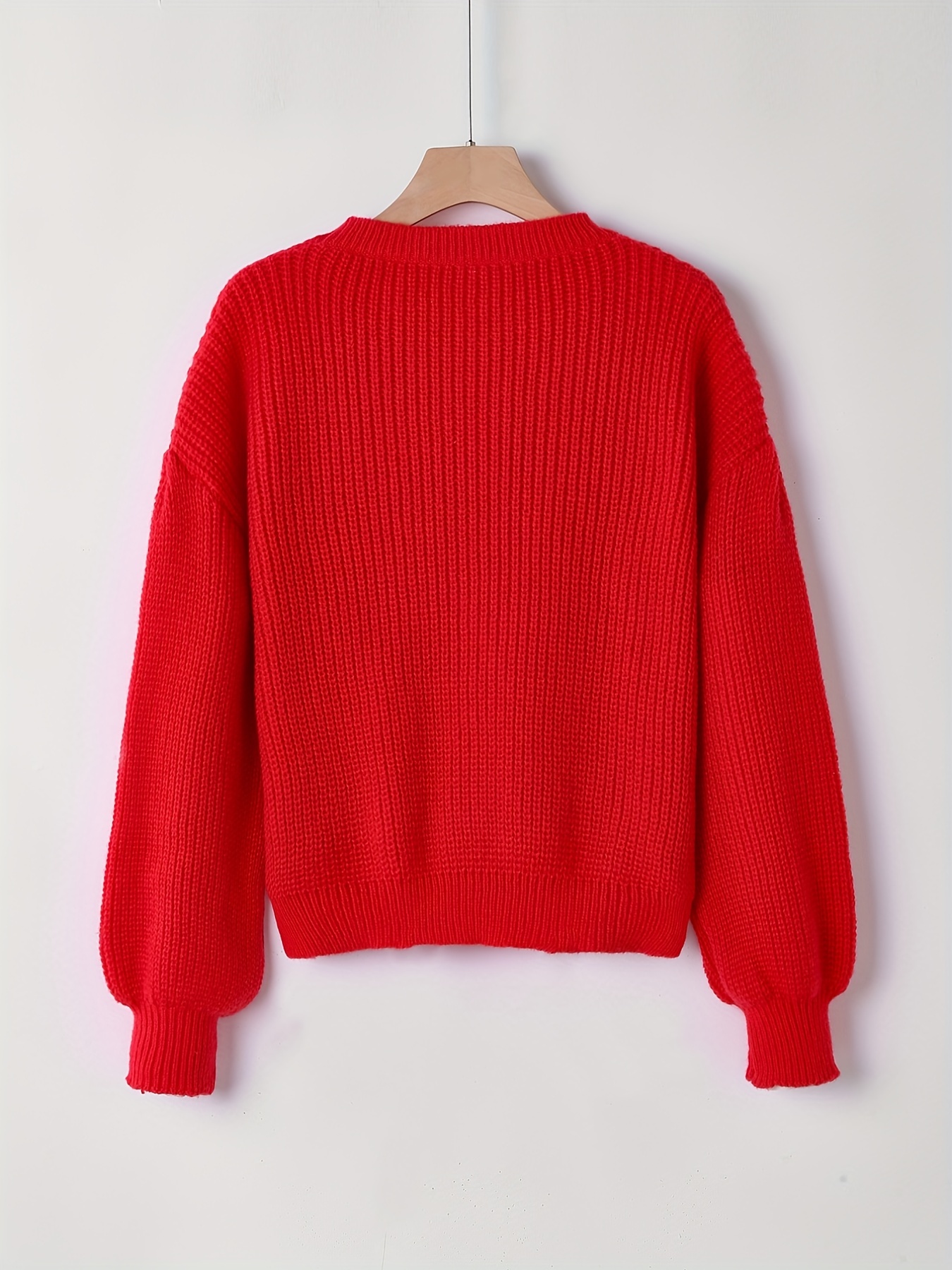 Solid Versatile Knit Sweater Casual Crew Neck Long Sleeve - Temu