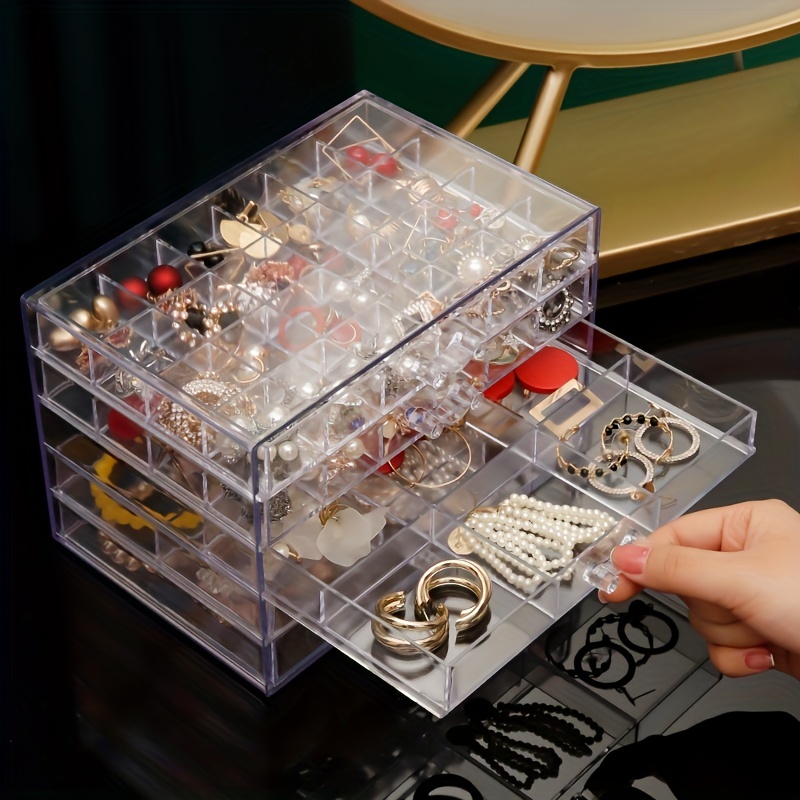 1pc 5-Layer 61-Grid Transparent Large Capacity Jewelry Storage Box