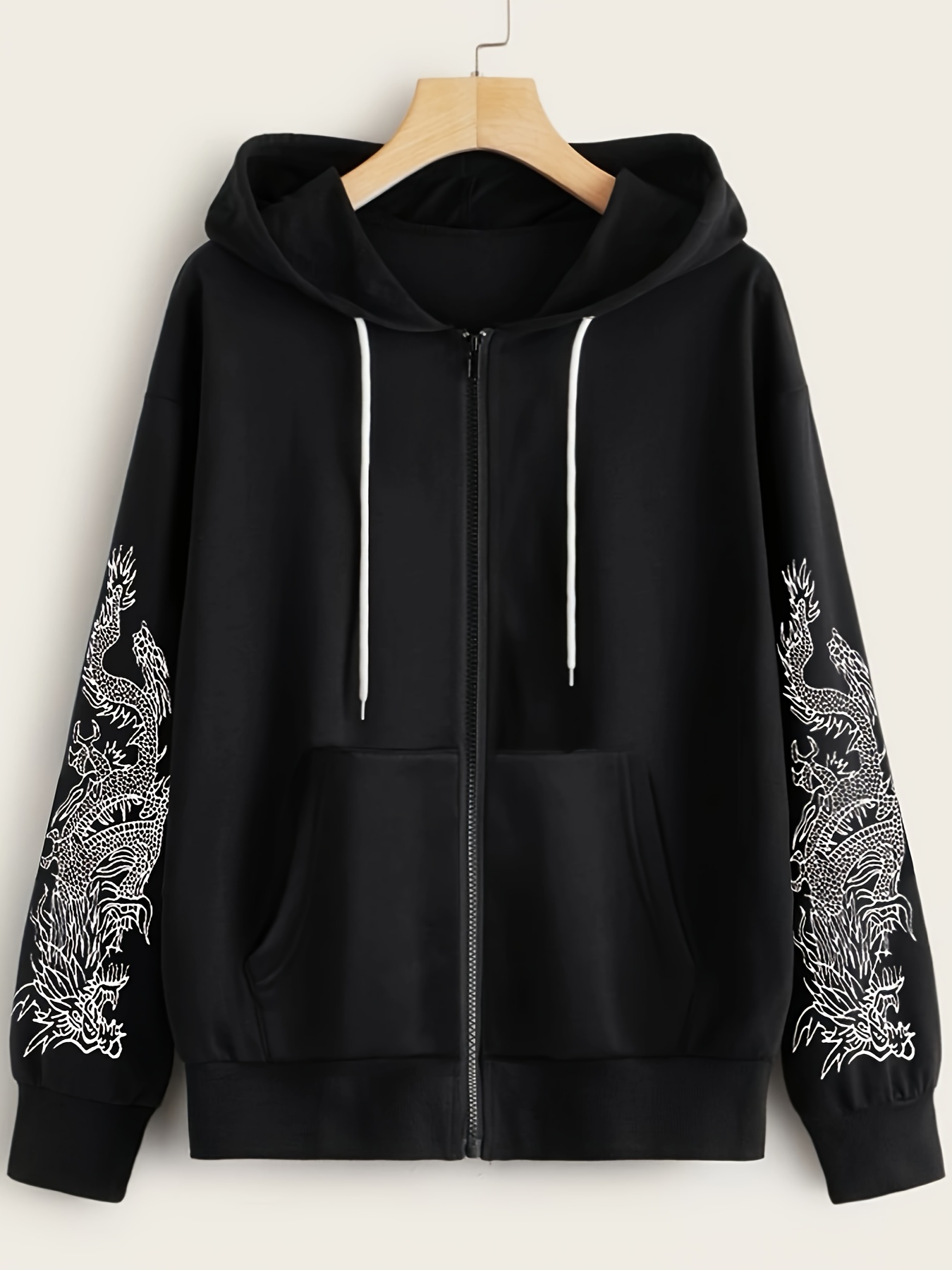 Forbidden Forest Print Zip Pocket Hoodie Casual Long Sleeve - Temu