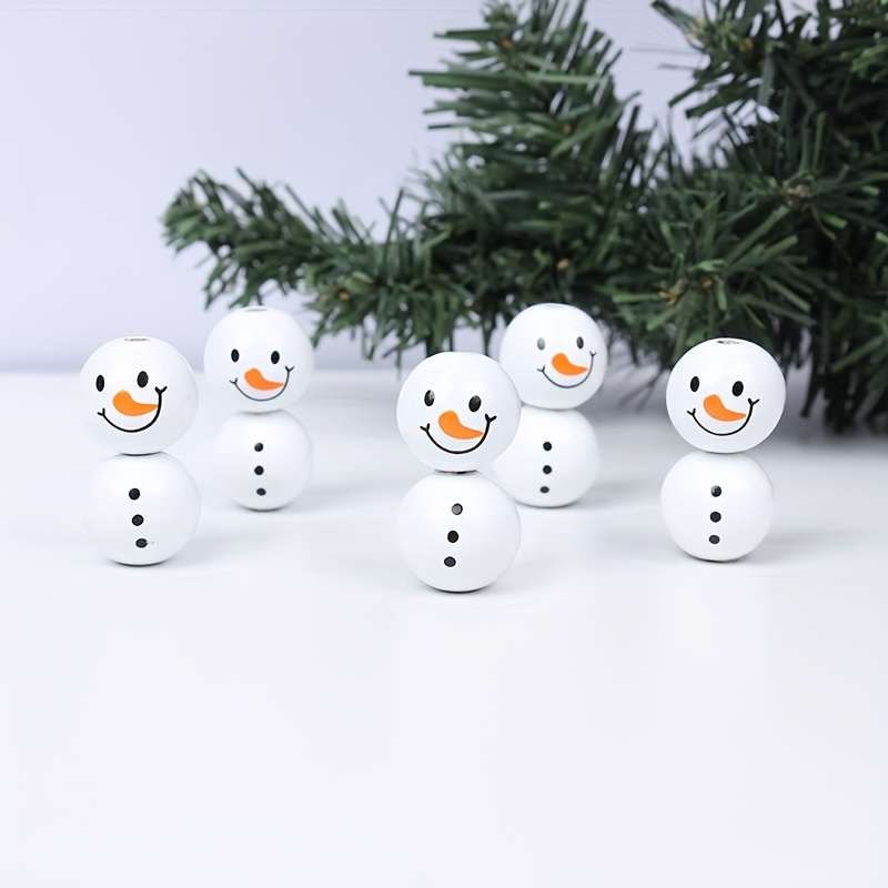 Christmas Snowman Wooden Bead Winter Wooden Bead Christmas - Temu
