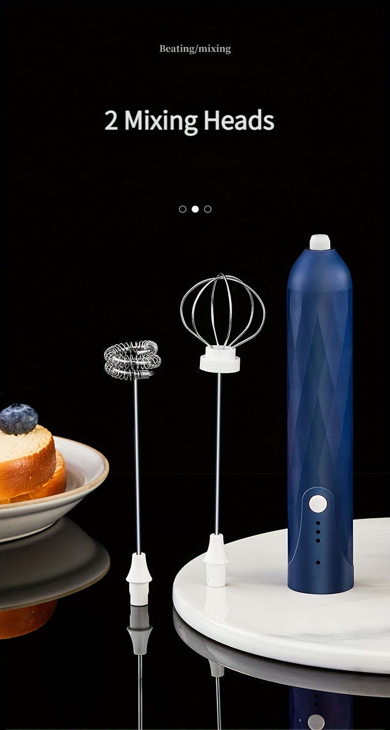 1pc electric egg beater   usb milk frother portable hand held coffee whisk stainless steel kitchen gadget with built in lithium battery rechargeable 600mah for smooth frothing details 3