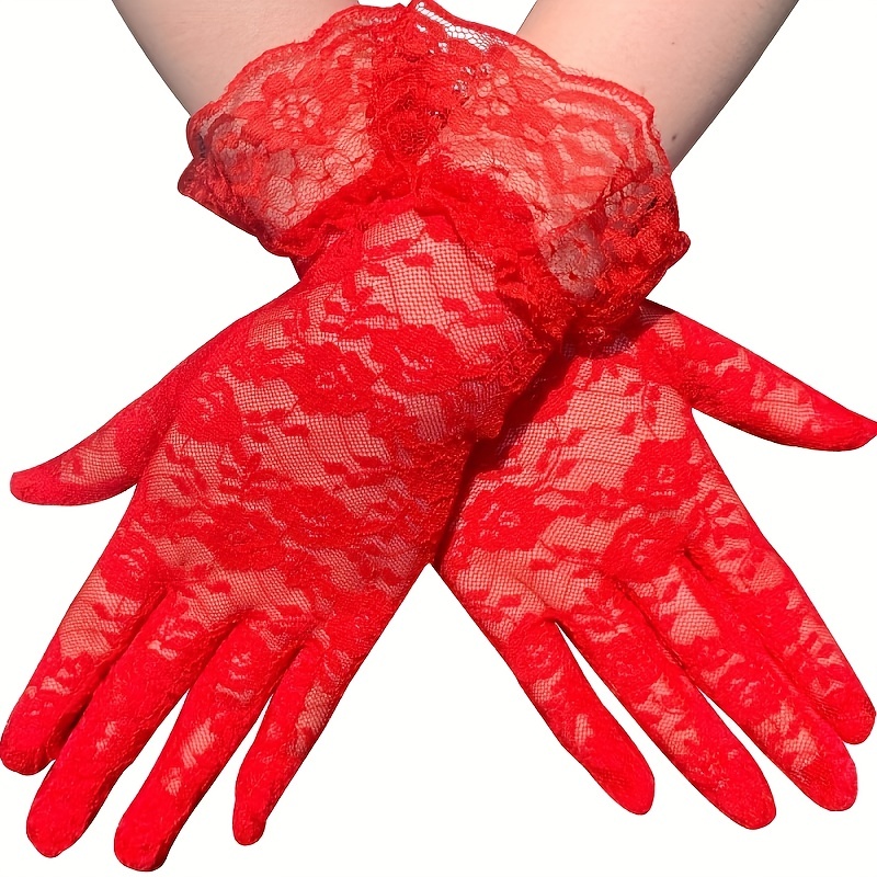 Red lace store gloves