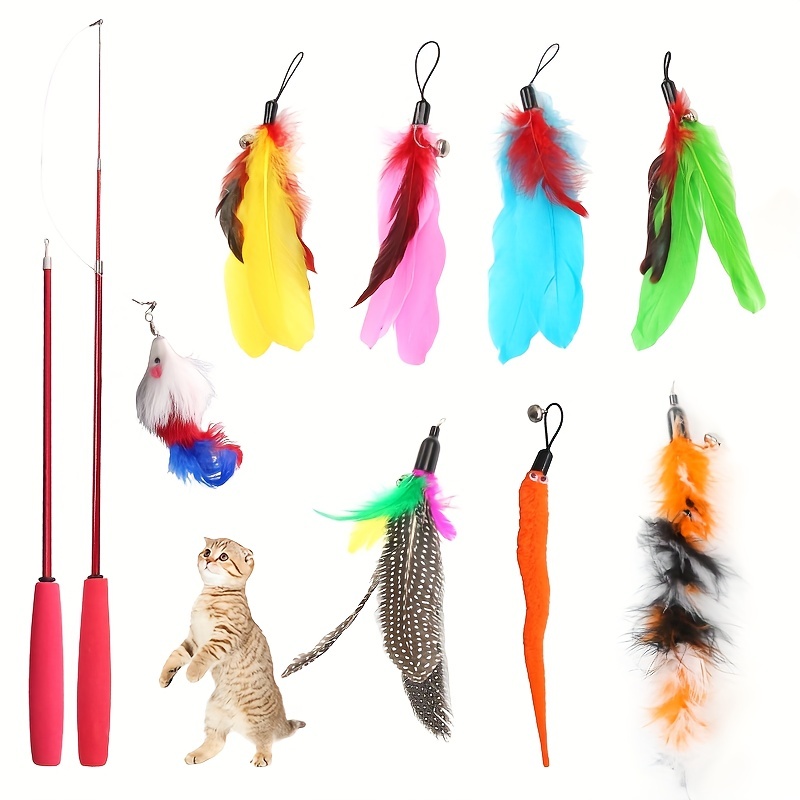 Interactive Cat Feather Toy Wand Replacement Bell Funny - Temu Canada