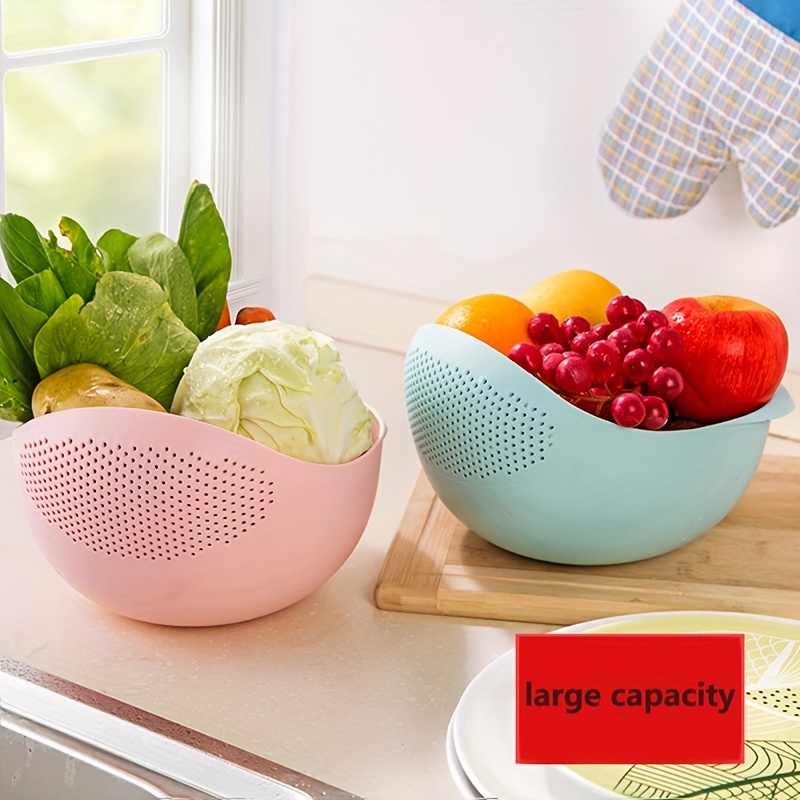 Rice Wash Sieve Plastic Pink Rice Washer Strainer Multipurpose Drain Basket  For Vegetable Fruit