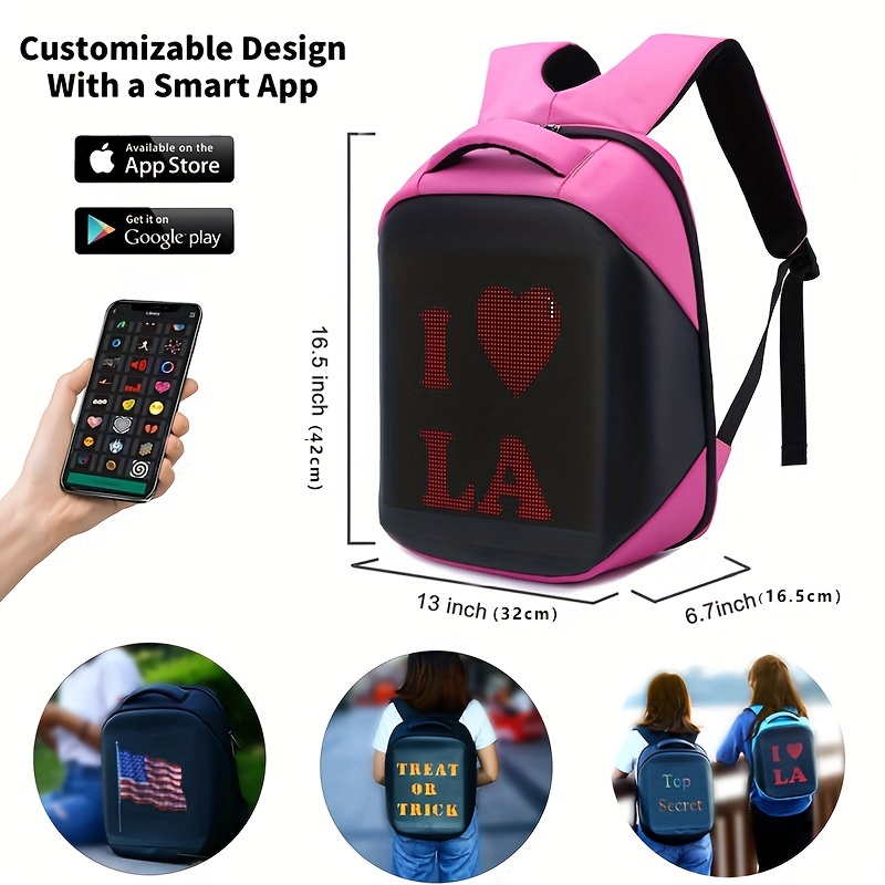 Halloween Diy Led Backpack With Programmable & Full Color Screen, Birthday  Gift For Women, Motorcycle Backpack, Waterproof Travel Backpack, Laptop  Backpack For Christmas Gift - Temu Greece