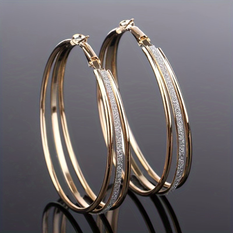 

Unique Multi Layer Circle Design Hoop Earrings Titanium Steel Jewelry Elegant Punk Style Personality Female Dating Earrings