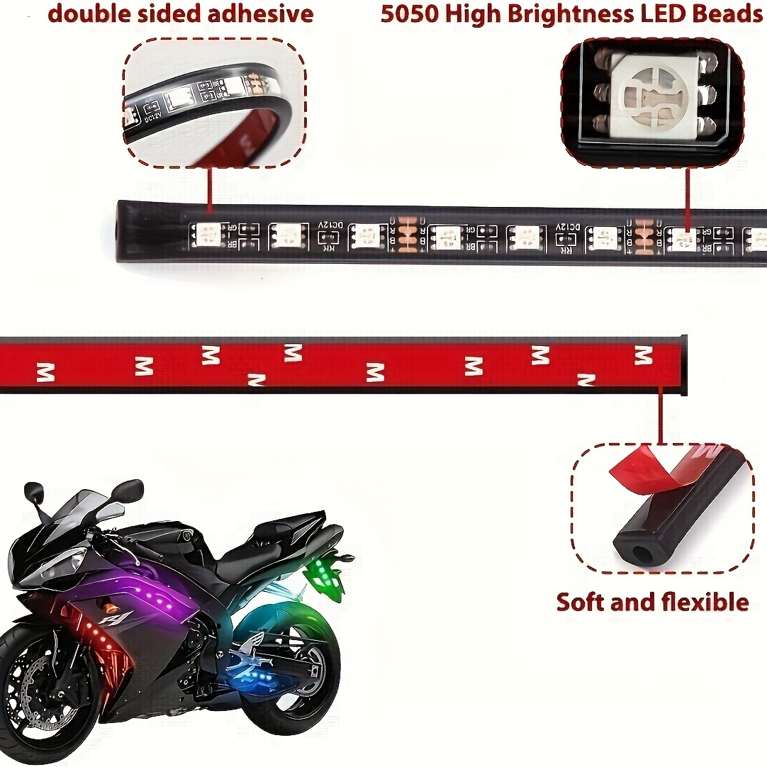 Kaufe 12PCS Motorrad LED Licht Kits Bunte Motorrad LED Licht APP Control  Licht Streifen IP65