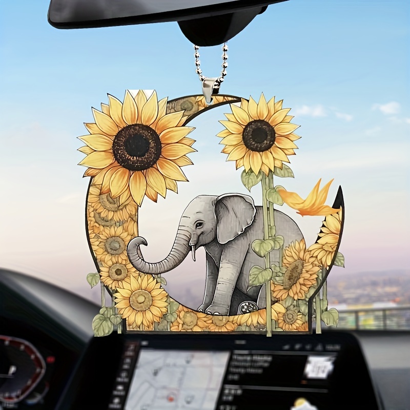 Flower And Moon Pattern Rearview Mirror Pendant 2d Acrylic - Temu