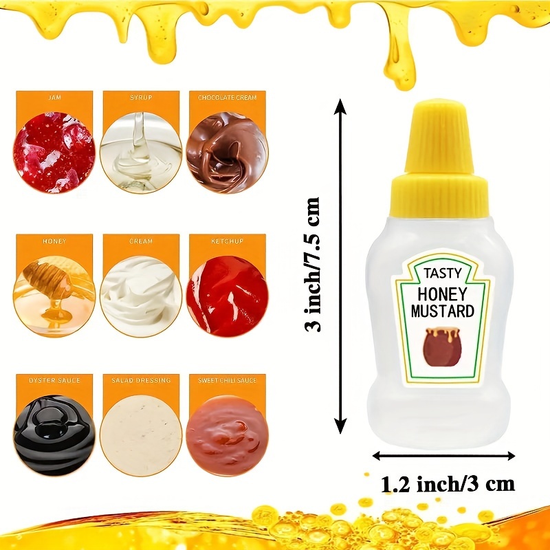 4/8pcs Mini Condiment Squeeze Bottles Honey/Ketchup/Soy Sauce