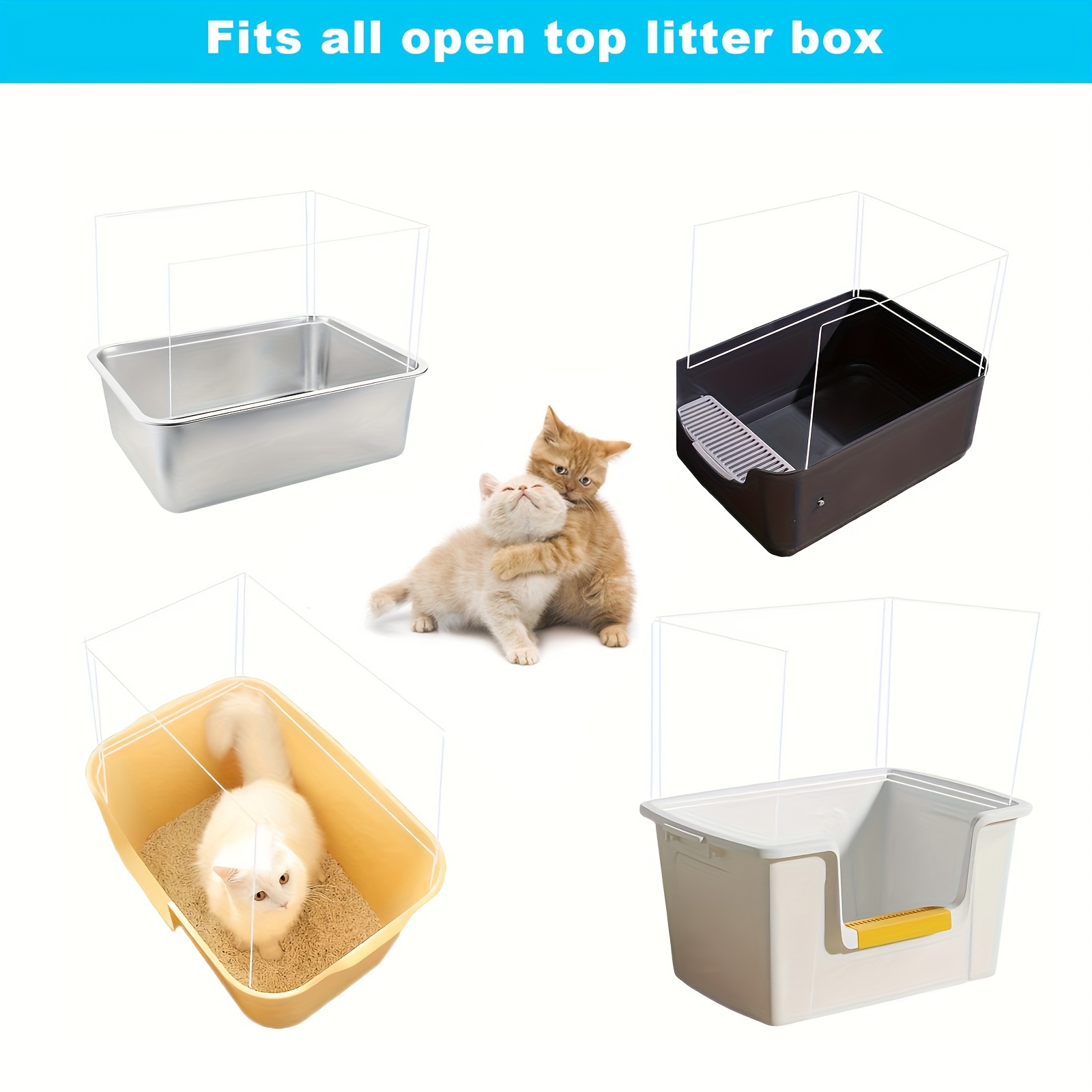 Cat Litter Box Pee Shields Transparent Easy Clean Litter Box - Temu