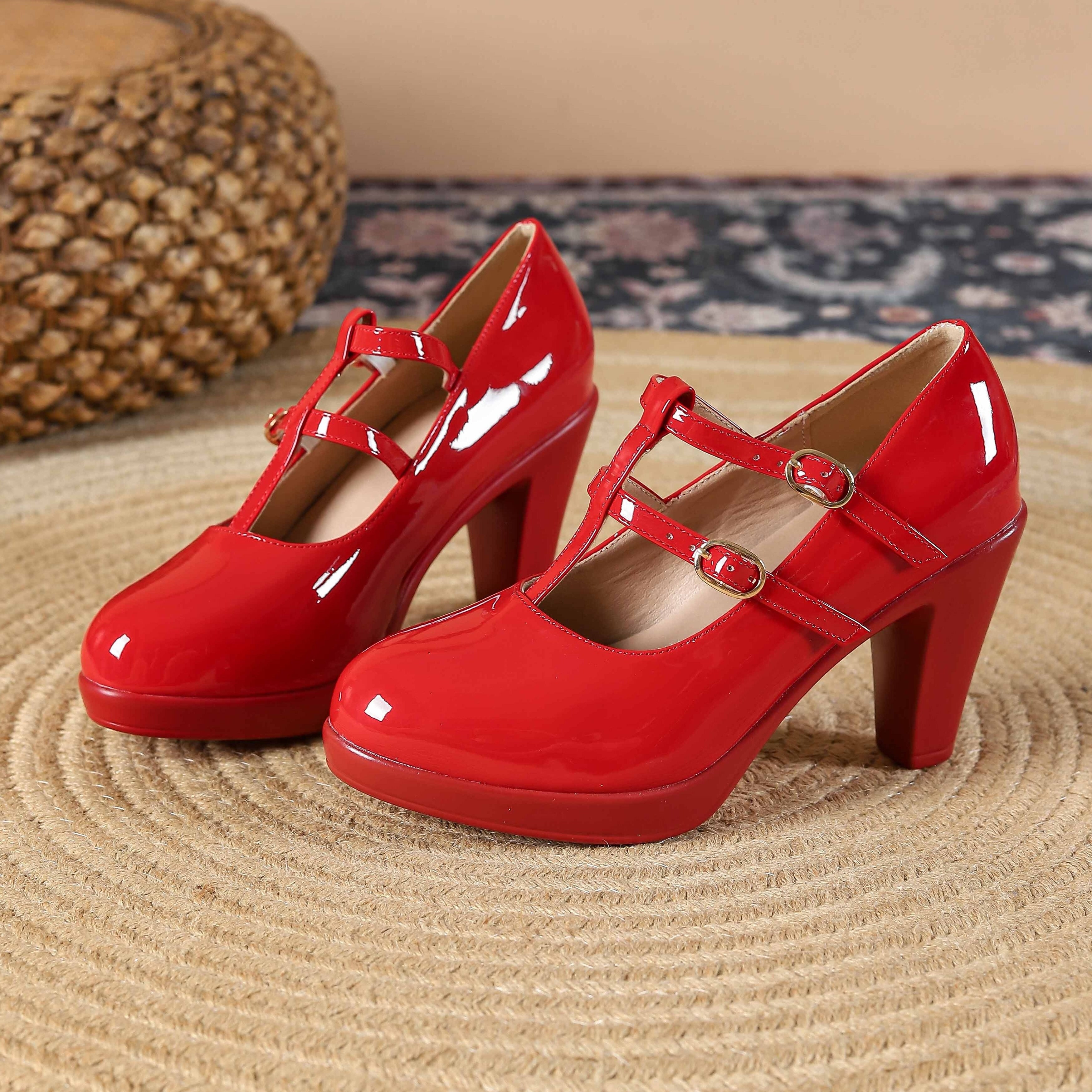 Red mary jane on sale wedges