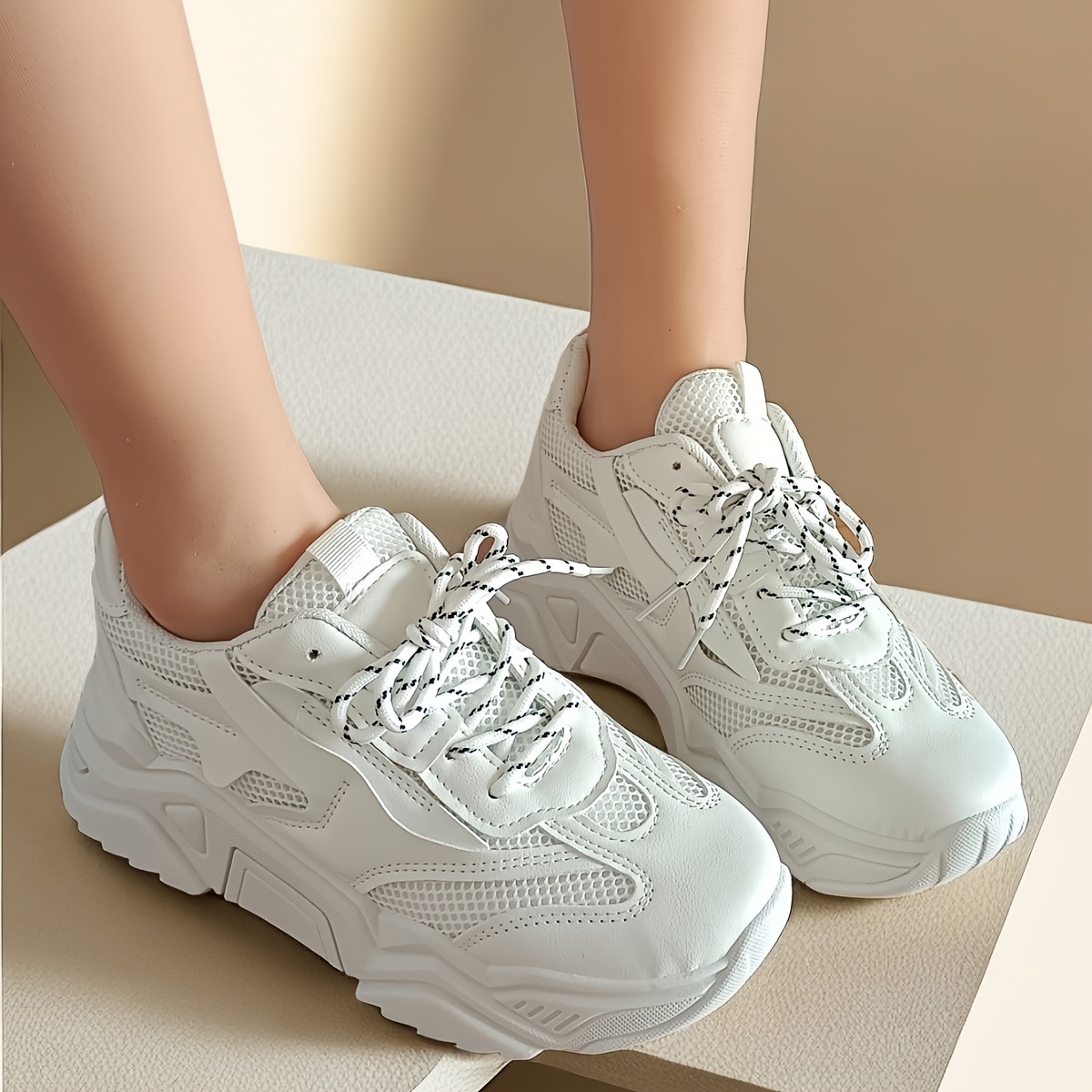 Zapatos Caminar Color Sólido Mujer Zapatillas Tenis Malla - Temu