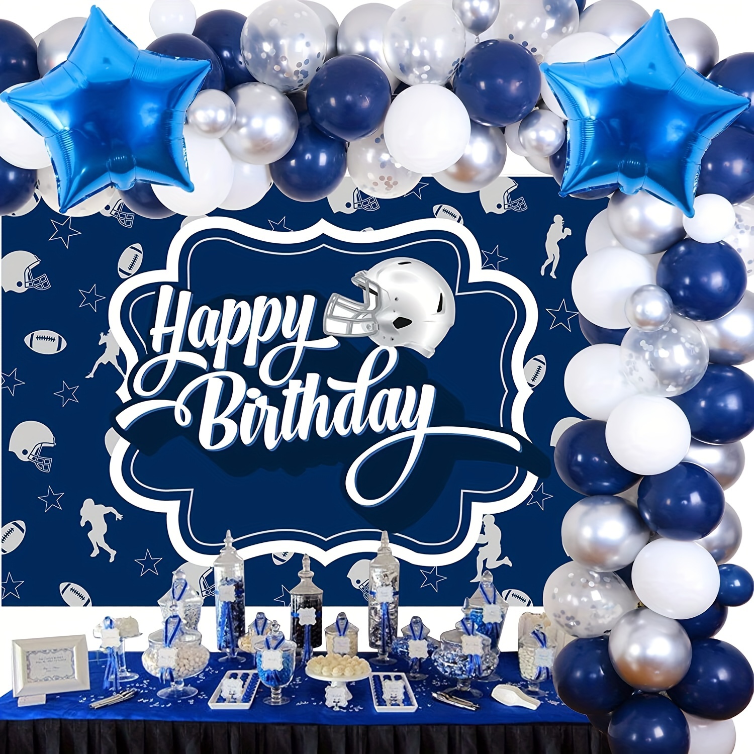 Cowboys Dallas Birthday Backdrop Banner Background Cartoon Party Suppies  7x5ft