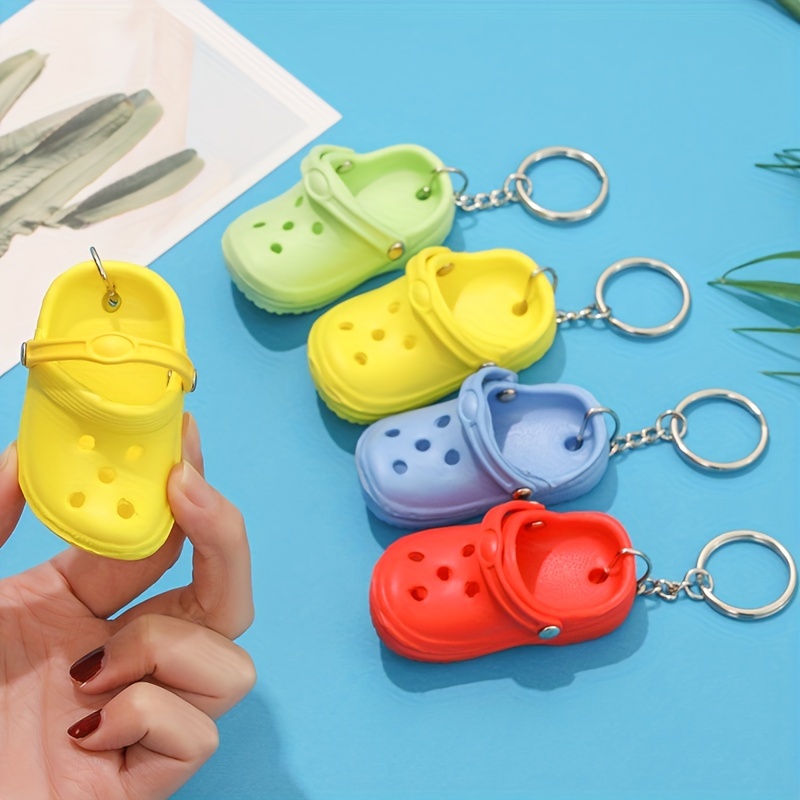

4pcs Mini Slipper Keychain Cute Funny Shoe Style Key Chain Ring Purse Bag Backpack Charm Car Pendant Earbud Case Cover Accessories Gift