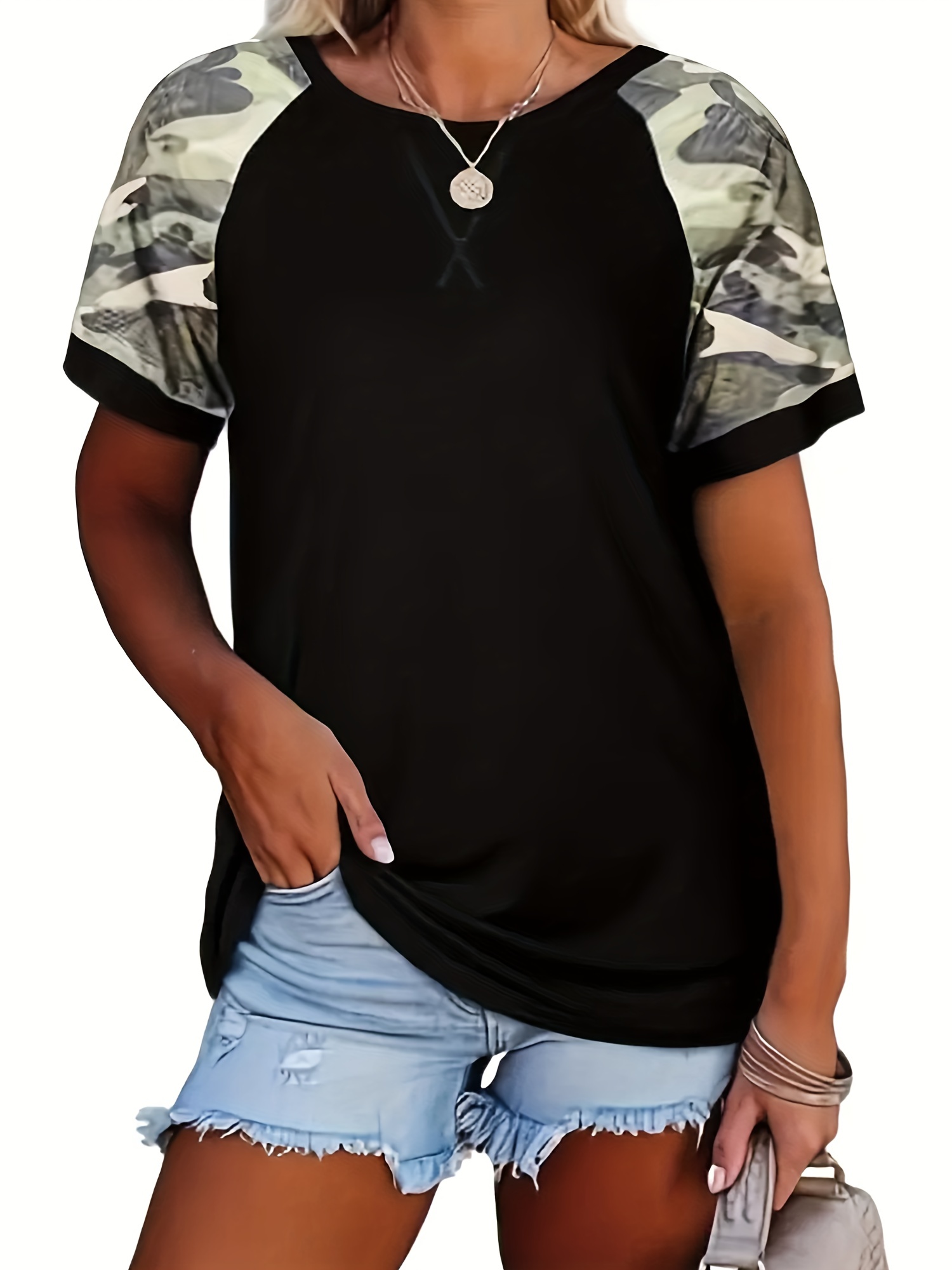 camo raglan tee womens