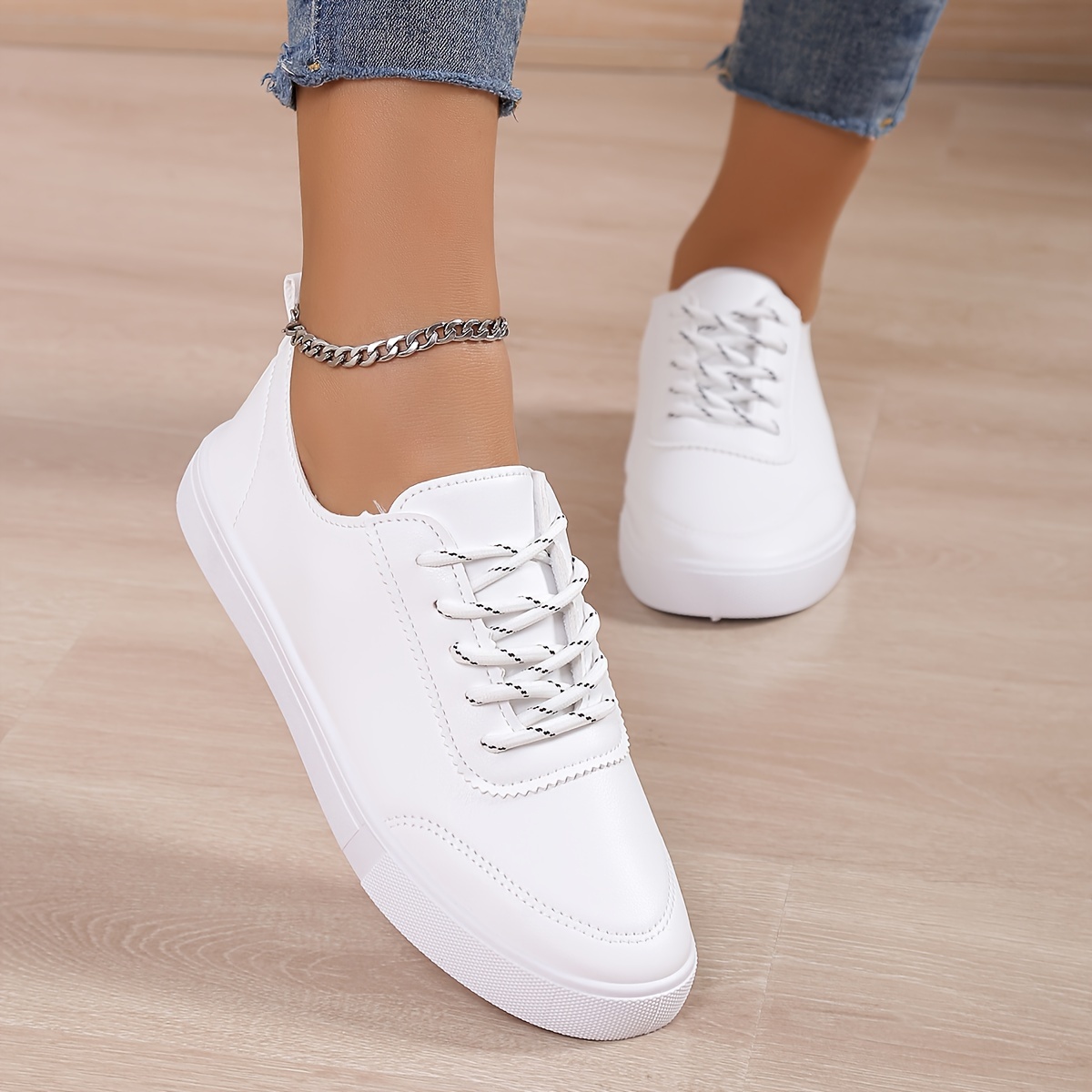 Women s White Sneakers Casual Lace Outdoor Shoes Women s - Temu Australia