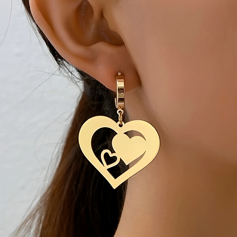 Delicate Love Letter Design Hoop Earrings Iron 14K Gold Plated Jewelry  Vintage Simple Style For Women Dating Ear Ornaments